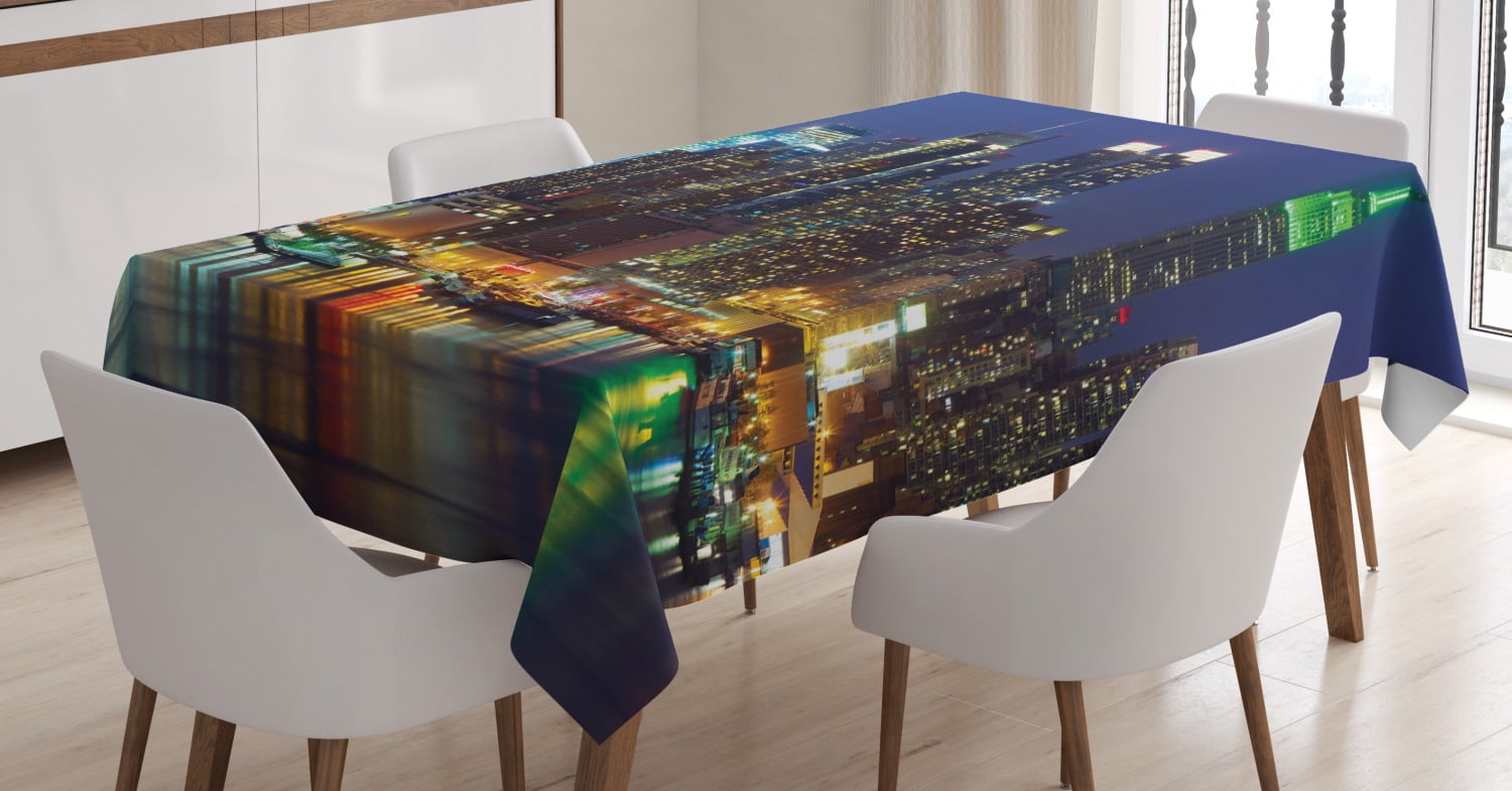 New York Tablecloth, NYC Midtown Skyline in Evening Skyscrapers Amazing ...