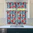 thumbnail image 3 of Kitchen Curtains and Valance Set 36 Inch Tier Pioneer Colorful Floral 3 Pieces Set Dining Room Small Curtain Drapes Cafe Curtains Valance for Home Decor Rod Pocket, 3 of 6