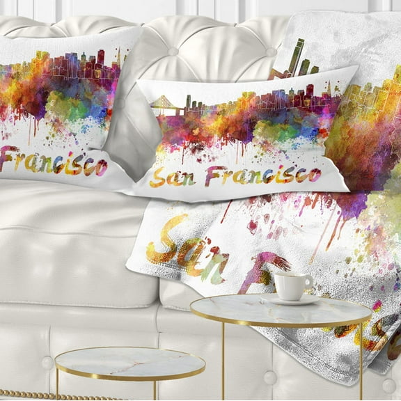 Designart San Francisco Skyline - Cityscape Throw Pillow - 12x20