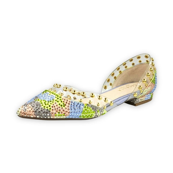 Cecelia New York Min Camo Rhinestone Ballet Flats Clear Pointy Embellished Shoes