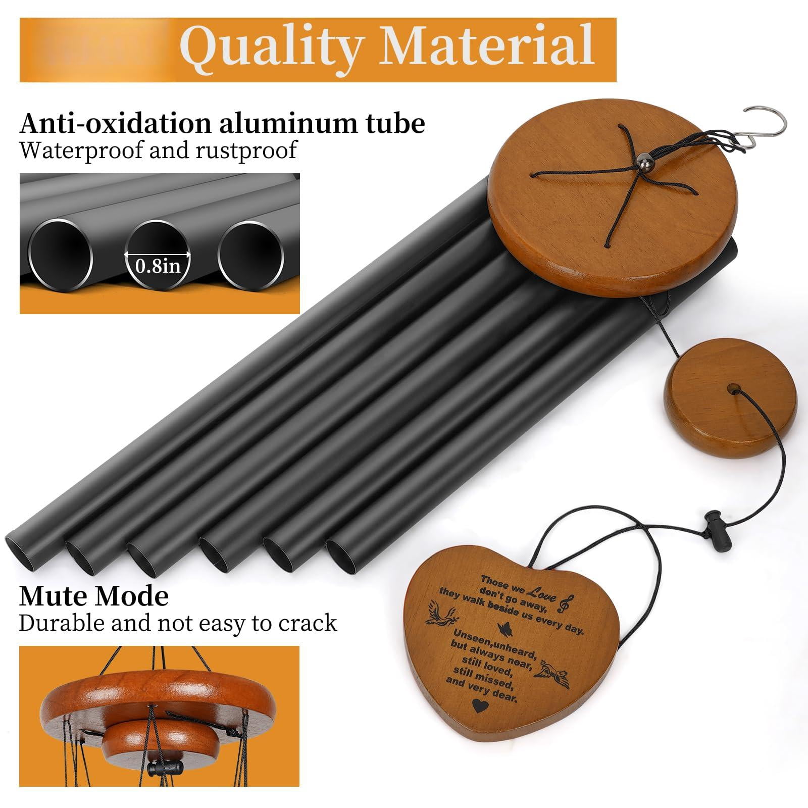 Wind Chimes Outdoor Outside 35" Memorial Bereavement Funeral Sympathy Gifts For Loss Of Loved One  Mother Father
