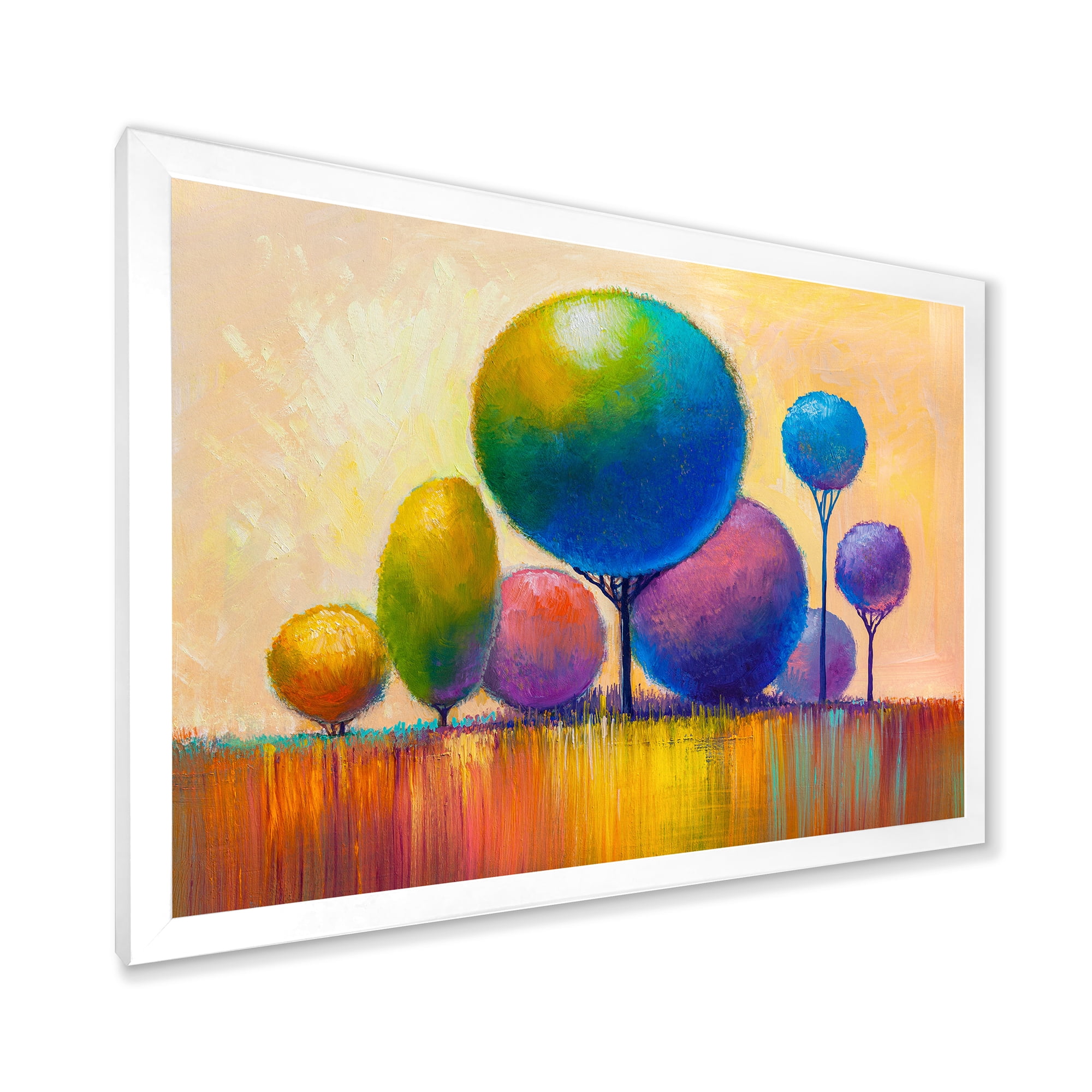Designart 'Ornamental Colourful Trees VIII' Modern Framed Art Print