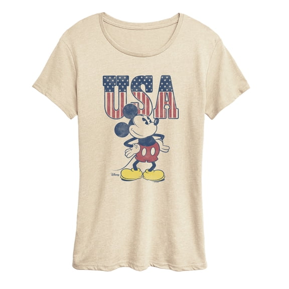 Disney - Mickey Flag USA Letters - Women's Short Sleeve Graphic T-Shirt