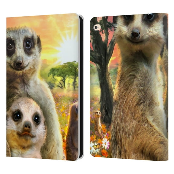 Head Case Designs Officially Licensed Aimee Stewart Animals Meerkats Leather Book Wallet Case Cover Compatible with Apple iPad Air 2 (2014)