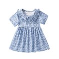 thumbnail image 2 of LYMAYTER Kids Toddler Girls Floral Princess Dresses Summer Casual Tutu Lapel Skirt 1-8Y, 2 of 10
