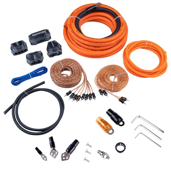 Kit de instalación para amplificador Memphis 0GKIT, calibre 0, fusible de 250 A, cables RCA