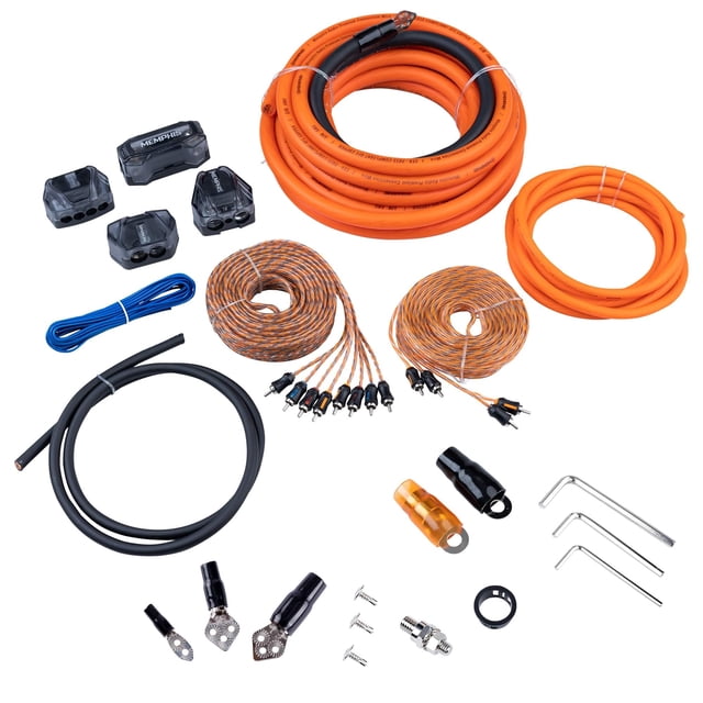 Kit de instalación para amplificador Memphis 0GKIT, calibre 0, fusible de 250 A, cables RCA