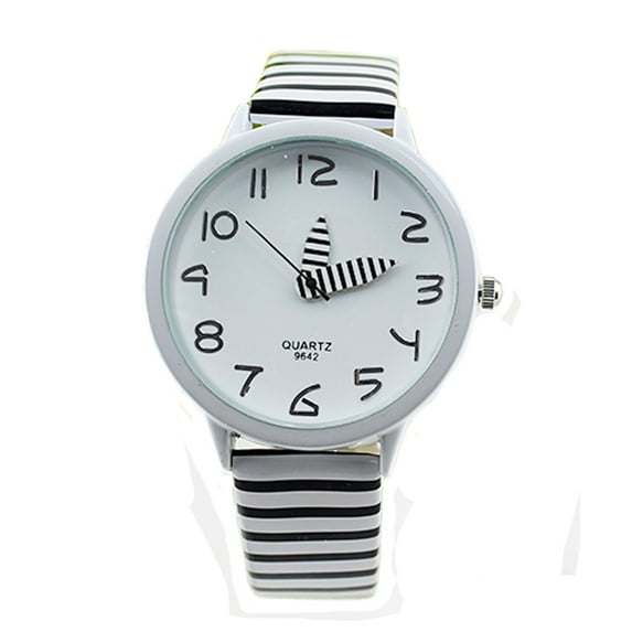 Black-And-White Stripe Fashion Casual Dress Watch Easy to Read Numbers Wrist Watch-236