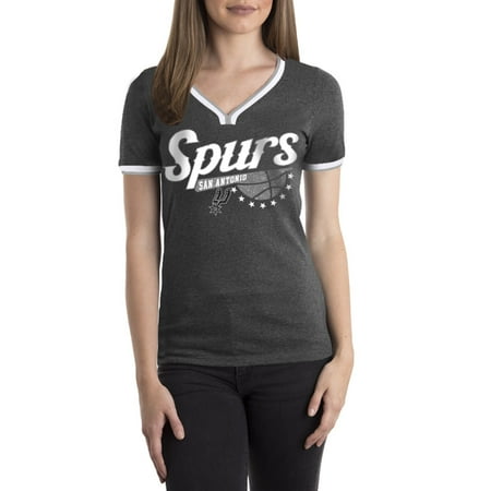 San Antonio Spurs Women's NBA Short Sleeve Biblend V Notch Scoop Neck