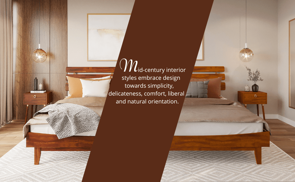 Bme Caden 15 Inch Deluxe Bed Frame with Adjustable Headboard - Mid Century, Retro Style with Acacia Wood - No Box Spring Needed - 12 Strong Wood Slat Support - Easy Assembly - Dark Chocolate, Queen
