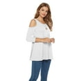 thumbnail image 3 of LIOFOER Women's Casual Cold Shoulder Tunic Tops Loose Blouse 3/4 Sleeve Shirts, 3 of 5