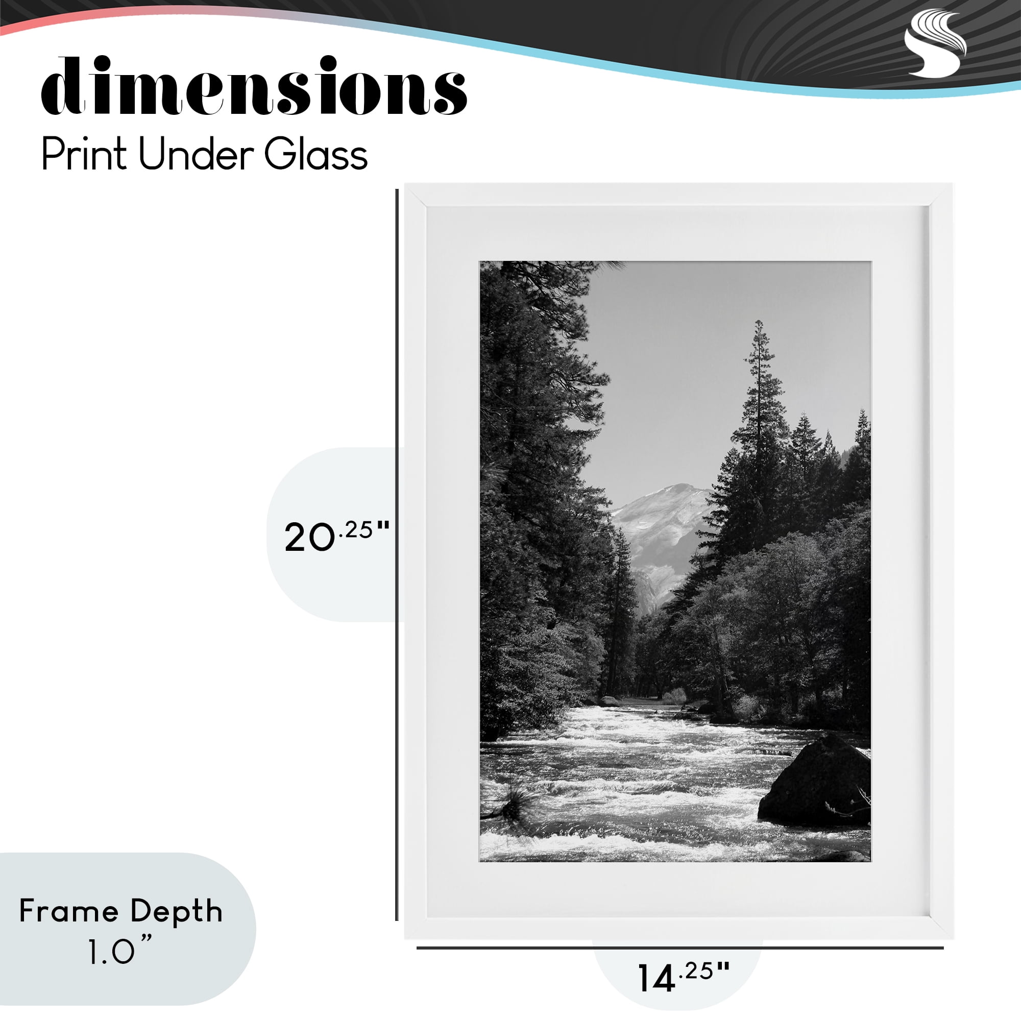 Stupell Industries Merced River Flow White Framed Print Under Glass, design by Kim Curinga