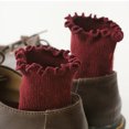 thumbnail image 3 of Voska Women's Soft Ruffle Lace Ankle Socks Breathable Stretchy Fashion Casual Daily Wear Wine One Size, 3 of 3