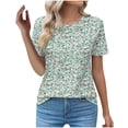 thumbnail image 2 of Summer Casual Loose Round Neck Chiffon Flowy Tops Blouses for Women, Limited Time, Under 10 Dollars WX0001, 2 of 5