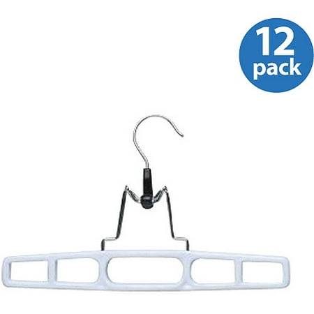 Honey Can Do Plastic Pant Hangers with Clamp, White (Pack of