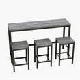 thumbnail image 4 of 4-Piece Counter Height Bar Table and Chairs Set, Modern Kitchen Dining Table Set with 3 Padded Stools, Metal Extra Long Console Bar Set for Breakfast Nook Small Places, Easy Assembly, Gray, 4 of 7