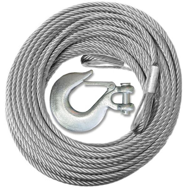 WINCH CABLE Extension WITH MEGA HOOK GALVANIZED 3/8 inch X 25 ft