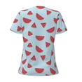 thumbnail image 6 of Zufioo Watermelon for Women's Deep V-neck Short-sleeved T-shirt, Top with Short Sleeves - with Stainless Steel Buckle, Moisture Wicking, Ideal Home Wear-X-Large, 6 of 9