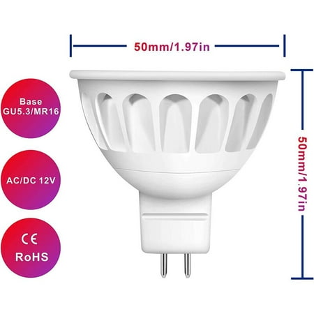 Ampoule LED MR16, Blanc Chaud 3000K, Ampoule 5W Equivalent à 50W lampe  halogène, AC/DC 12V, 450LM, 40° Angle, Non Dimmable, Lot de 6 [Classe  énergétique A++]
