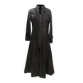 thumbnail image 3 of Chaqueta de cuero PU para mujer, vestido, accesorios de gabardina de moda, ropa elegante, prendas de vestir, gabardina informal de manga larga para Negro Hugo Abrigo recto largo de mujer, 3 of 10