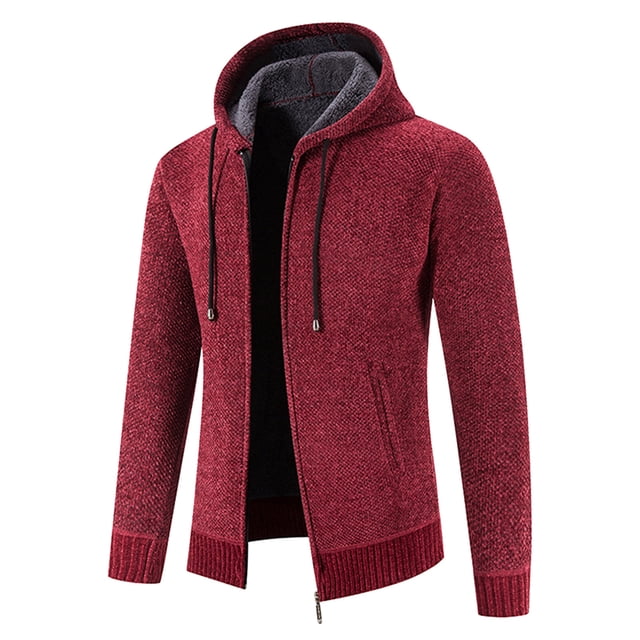 Gibobby Suéter cárdigan hombre Chaqueta de punto con cremallera completa para hombre, cuello alto, de algodón(Vino,G)