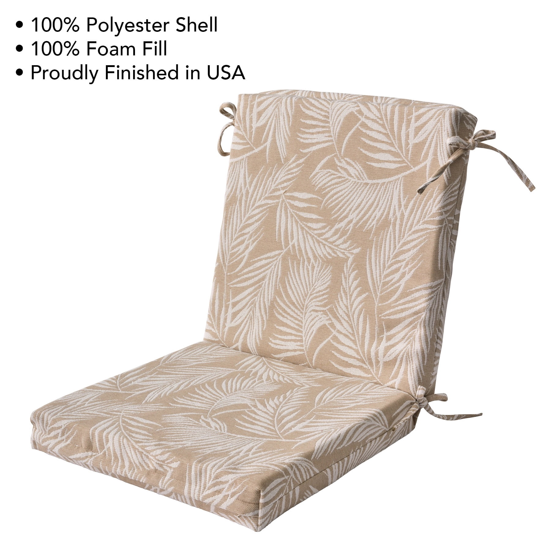Better Homes & Gardens 44 in x 20 in Outdoor Chair Seat Cushion, 1-Piece, Palm Tan