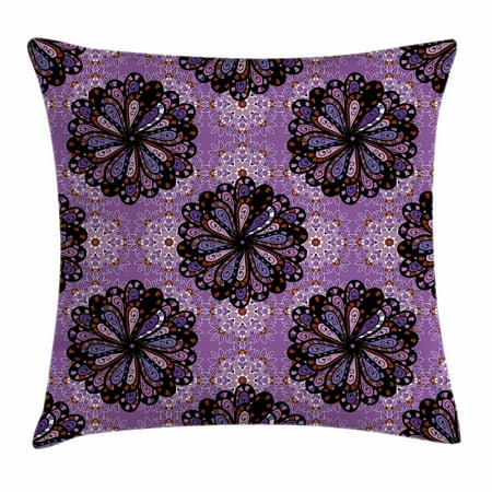 Purple Mandala Throw Pillow Cushion Cover Vintage Ethnic Beauty Purple Mandala Throw Pillow Cushion Cover Vintage Ethnic Beauty Petal Elegance Boho Round Inspiration Design