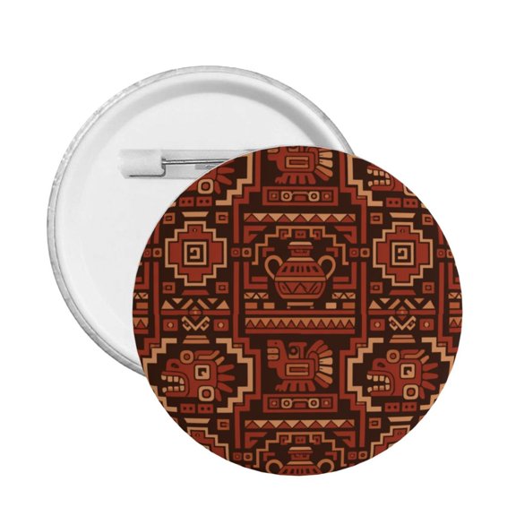 Vintage Ancient Mexican Style Textile Art Round Button Pin Badge 5PCS Pinback Buttons Lapel Pin for Jacket, Backpack, Hat, Party Favor, Gift
