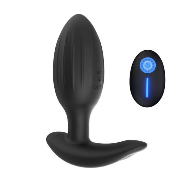 MLSICE 10 Vibration Modes Soft Silicone Quietly Vibrating Anal Plug , Waterproof Usb Recharge Remote Butt Plug Vibrator For Men Women - Black