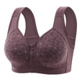 thumbnail image 2 of CAICJ98 Senior Bra Seamless Front Close Wireless Bras with Jelly Soft Support, Smoothing Padded Bralette Light Purple,36, 2 of 7