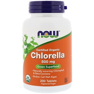 Chlorella Now Foods - Now Foods, Certified Organic Chlorella, 500 mg, 200 Tablets (Pack of 1)