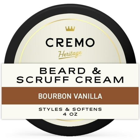 Cremo Beard & Scruff Cream, Bourbon Vanilla Scent, Moisturize & Condition Facial Hair, 4 oz