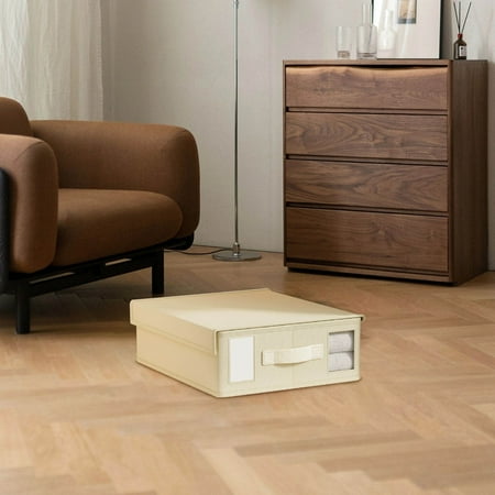 SouMaox Linen Storage Box Foldable Fabric Organizer Quilt Cover Wardrobe Space Management for Bedroom Closet Shelf Arrangement