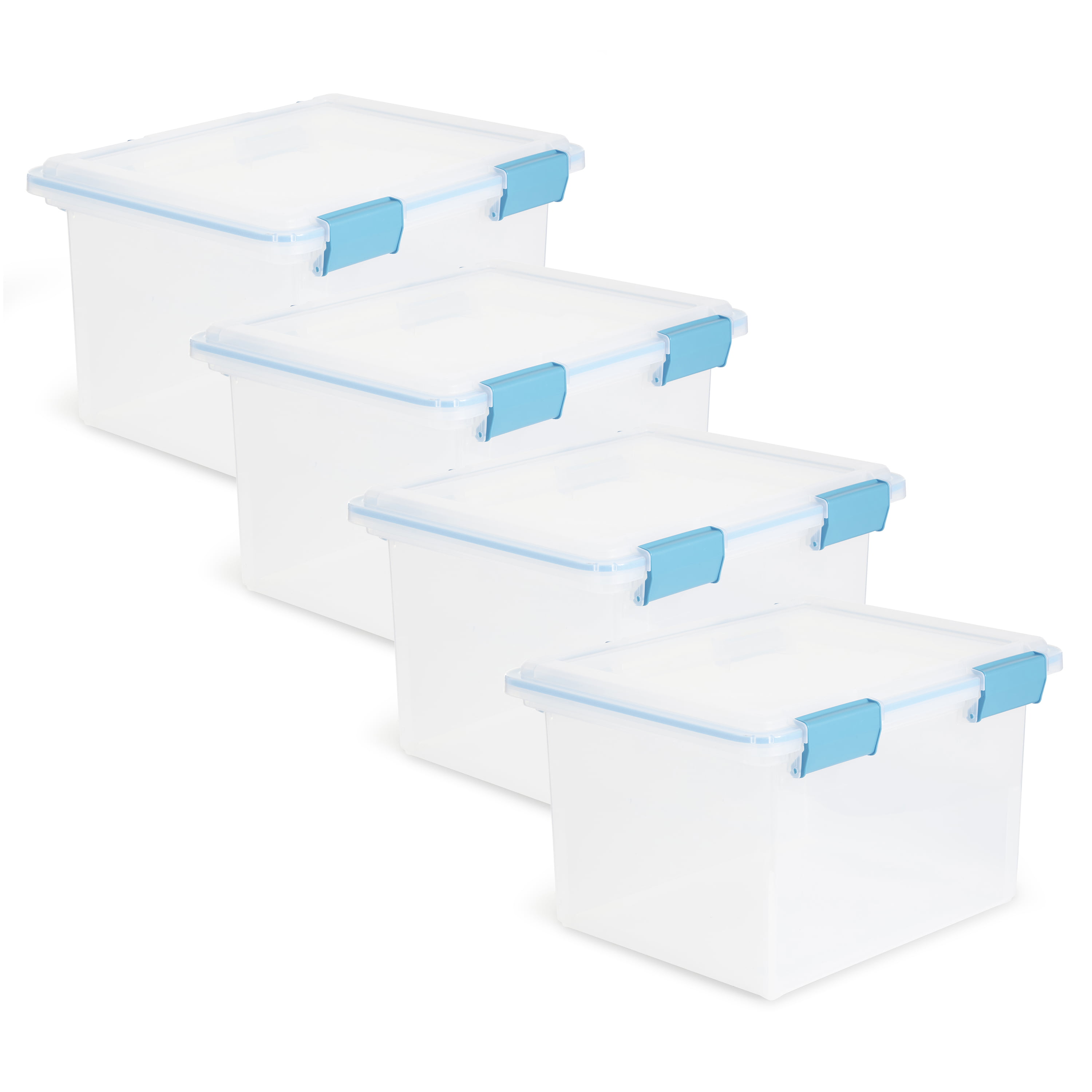5Qt Clear View Storage Bin Plastic Organizer Latch Box with Lid Pack of 12 