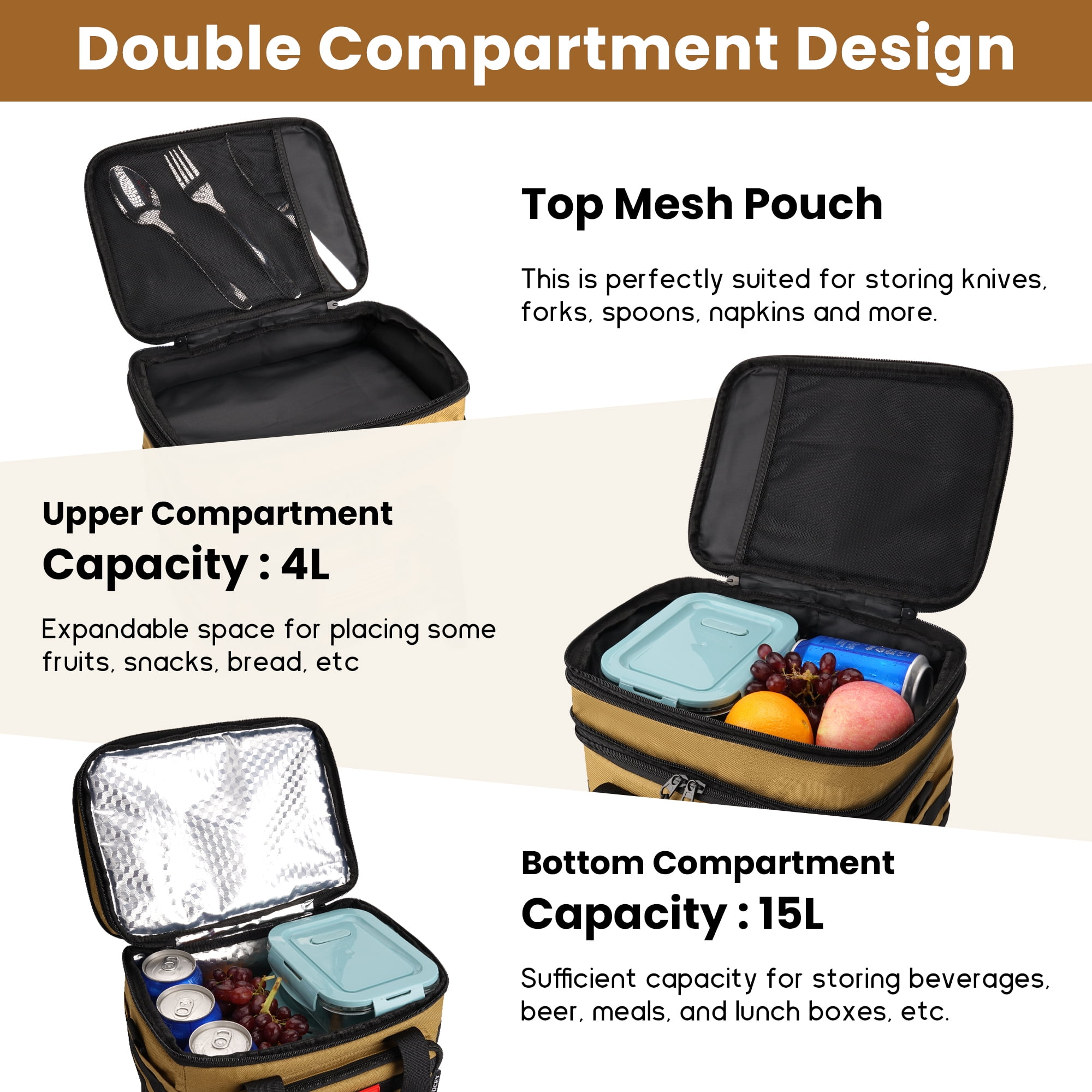 CODCEY Tactical Heavy Duty Insulated Expandable Double Deck Leakproof Large Reusable Lunch Bag Cooler