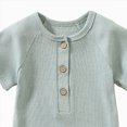 thumbnail image 4 of KPOPLK Baby Boy Polo Striped Rompers Summer Short Sleeve Ribbed Collared Outfit Pajama Infant Clothes 0-24 Months Size 9-12 Months,Light Green, 4 of 4
