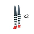 thumbnail image 2 of Cififendec 2Pcs Halloween Witch Leg Plant Stakes, 5.9", Plastic Spooky Striped Witch Boot Flower Pot Picks for Garden Planter Table Decor, 2 of 5