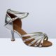 thumbnail image 2 of 1 par de zapatos de tacón alto con tiras anudadas para baile latino para mujer - Talla 41 (Plateado), 2 of 6