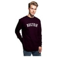 thumbnail image 2 of Daxton Retro Boston Arch Font Long Sleeves T Shirt Soft Medium Weight Cotton, Plum Tee White Font, 3XL, 2 of 2