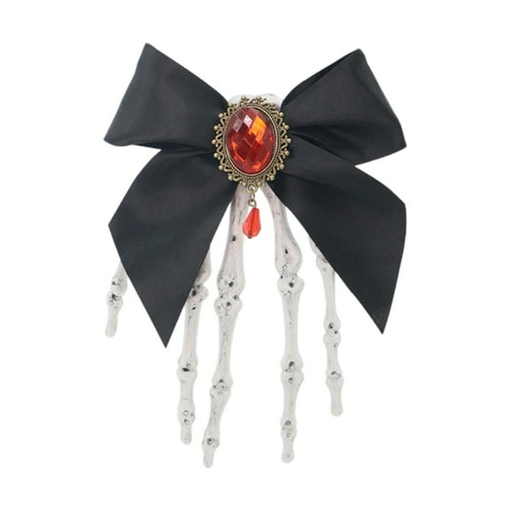 Skeleton Hand Hair Clips with Bow - Cute Skull Claw Hairpins for Halloween, & Gothic Parties - Punk Rock Hair Accessories for Women & Girls