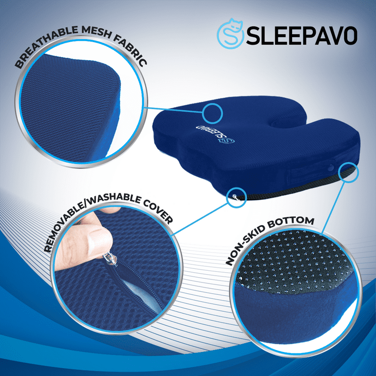 Blue Velour Cover for Orthopedic Tailbone Cushion - RelaxoBak
