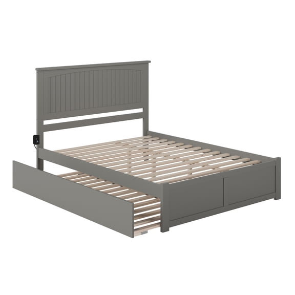 AFI Nantucket Queen Solid Wood Bed with Twin XL Trundle in Gray