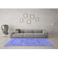 thumbnail image 3 of Ahgly Company Machine Washable Indoor Round Abstract Blue Modern Area Rugs, 4' Round, 3 of 4