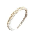 thumbnail image 1 of Diadema plisada de satén con banda para el pelo fruncida, accesorios de moda para mujeres y niñas, color beige, 1 of 2