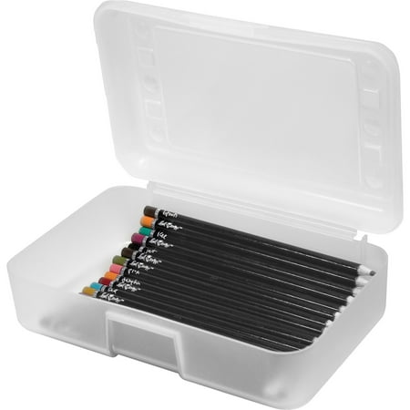 Advantus Gem Polypropylene Pencil Box with Lid, Clear, 8 1/2 x 5 1/2 x 2 1/2, 1-Count