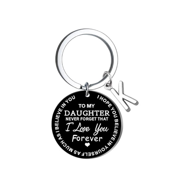 Llavero creativo DIY para mi hija, acero inoxidable negro, apellido, 26 letras, 2,5 cm Wmkox8yi sjalhkljlk3846