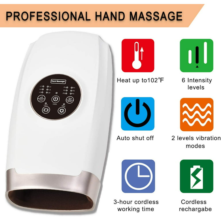 Snailax Hand Massager with Heat, Compression, Vibration, Wireless Hand  Massager for Arthristis, Carpal Tunnel, Finger Numbness, Circulation, Pain  Relief from Wrist to Palm and Finger, Perfect Gifts White