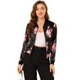 thumbnail image 1 of Dde San Patricio ChaqueDe Bombardero Floral LigeCon CremalleY Cuello Alto PaMujer Negro roM, 1 of 6