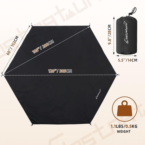 Tent Footprint for Camping - Waterproof 10/12Ft Camping Tarp, Heavy Duty Hexagonal Ground Sheet, Lightweight Tent Mat for Gazebo, Bubble Tent, Outdoor Floor Mat for Hiking, Backpacking