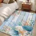 thumbnail image 4 of Hallway Runner Rugs 2.7x5 Ft, Blue Beach Coastal Non Slip Area Rugs for Kitchen Bedroom Entryway, Summer Nautical Coral Shell Botanical Vintage Washable Carpet Runner Rug Floor Mats for Bedroom, 4 of 8